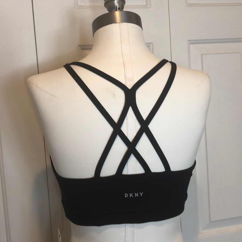 NWT DKNY Strappy Black and White Sports Bra - Picture 5 of 8